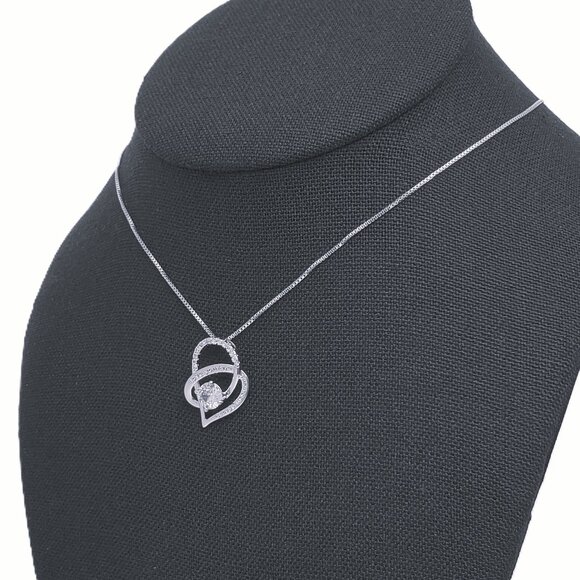 925 Silver Womens 1ct Diamond Heart Pendant Necklace Ladies New 16" 18" Jewelry - Picture 5 of 6